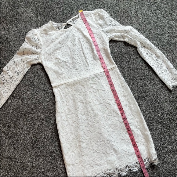 Lulu's White Lace Long Sleeved Open Back Dress - small - Picture 6 of 6